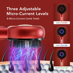 Electric Vibration Massage Comb Red Light Therapy Hair Growth Massage Scalp Brush Oil Liquid Applicator Head Massager