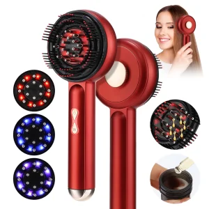 Electric Scalp Massager Comb Hair Growth Therapy Micro-Current Red & Blue Light Anti-Hair Loss Treatment Oil Applicator